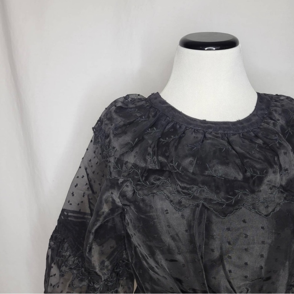 Topshop Black Dobby Shirred Waist
Blouse Top Size 6 NEW - Picture 7 of 14